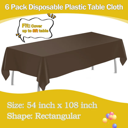 tujol Royal Blue 6 Pack Plastic Table Cloth 54" x 108", Disposable Tablecloths Rectangle Table Cover, Plastic Tablecloths for Parties