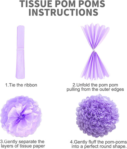 Pastel Tissue Paper Pom Poms Colorful Easter Macaron Kids Birthday Wedding Shower Tissue Flower Hanging Party Supplies(12pcs)