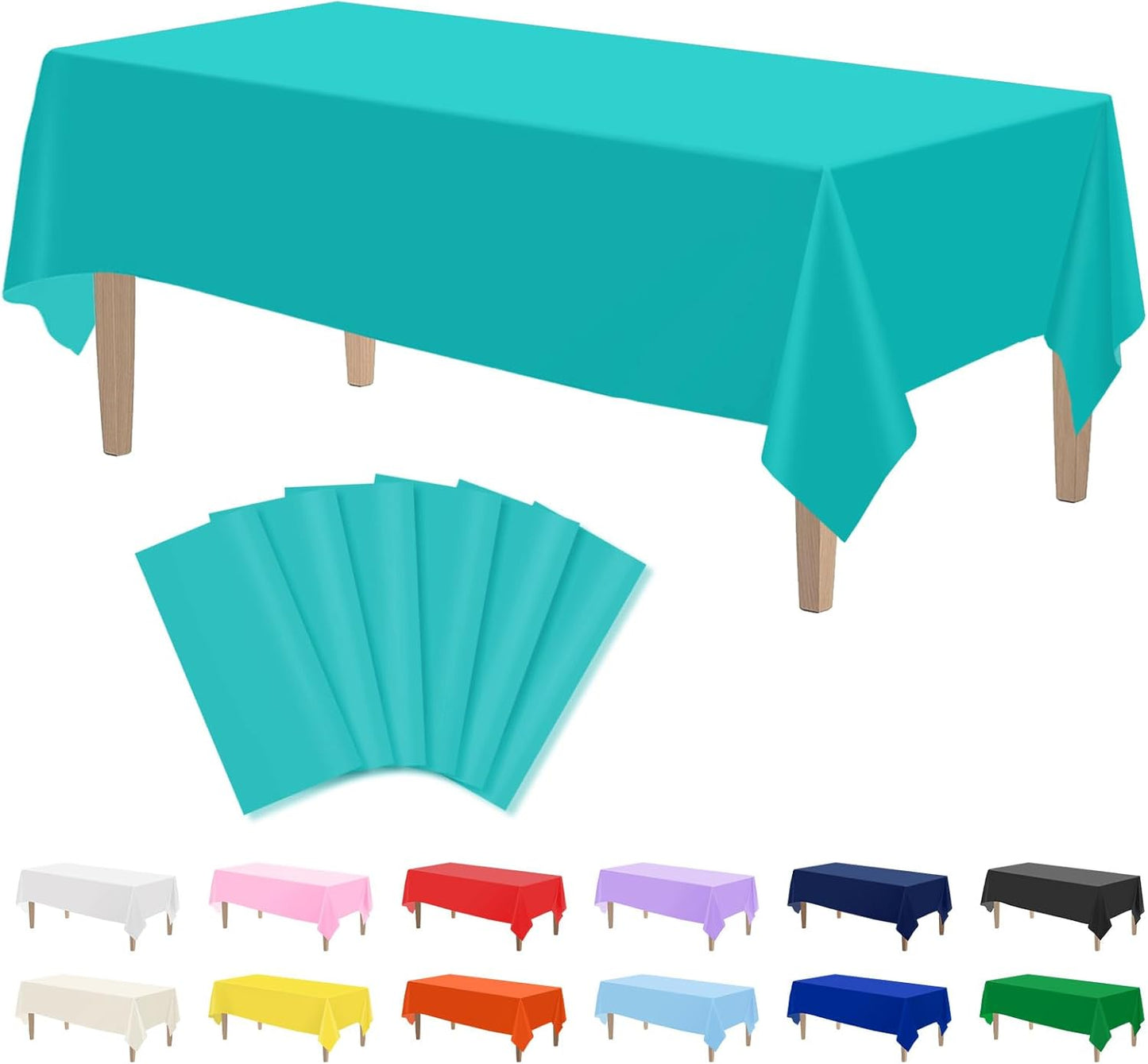 Kopokita 2PCS Black Plastic Tablecloths 54 x 108 Inch, Disposable Table Cloths Rectangle Party Table Covers