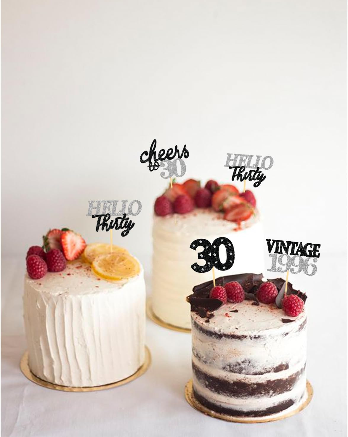 24 PCS Glitter 30th Birthday Cupcake Toppers for Celebrating Thirty Years Old Birthday Party Decorations for 30th Anniversary Party Supplies (Gold)