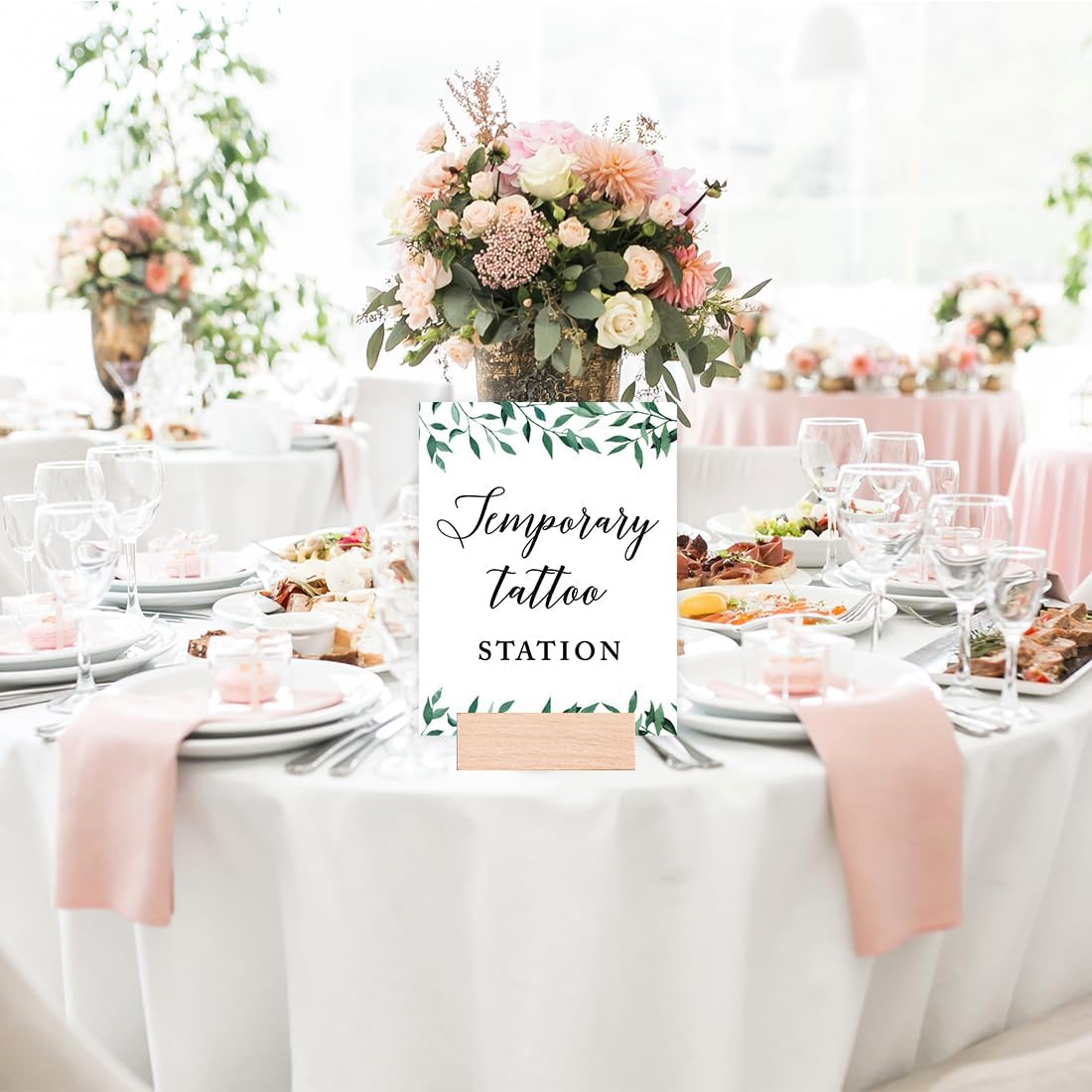 Andaz Press Wedding Party Signs, Natural Greenery Green Leaves, 8.5x11-inch, Bridal Shower Scavenger Hunt, 1-Pack - Colors B