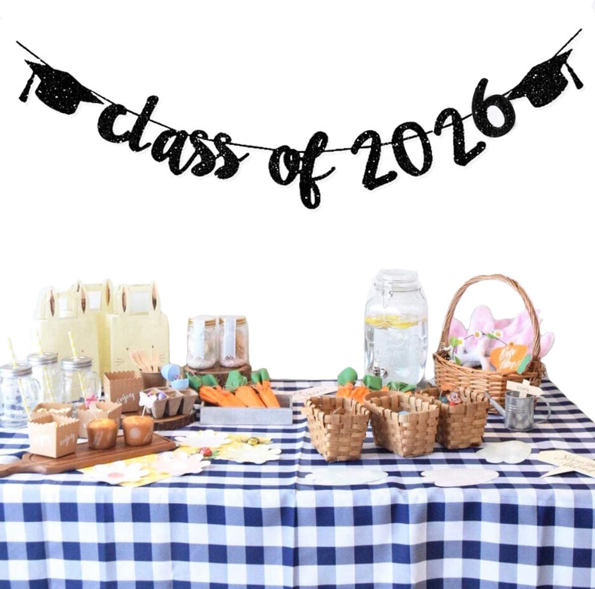 2026 Graduation Banners Party Decorations, Black Glitter We are So Proud of You Graduation Banners Garland for Congratulation Graduations Party Supplies, School, Home, Car Decorations