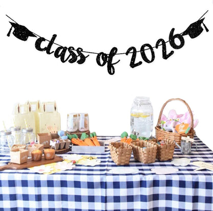 2026 Graduation Banners Party Decorations, Black Glitter We are So Proud of You Graduation Banners Garland for Congratulation Graduations Party Supplies, School, Home, Car Decorations