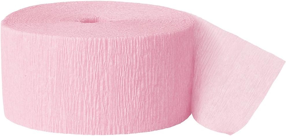 Unique Industries Crepe Paper Streamer, 81ft, Pastel Pink