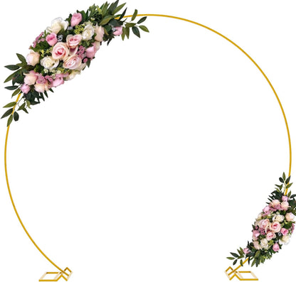 Wokceer Round Backdrop Stand 8FT Gold Wedding Arch Metal Circle Balloon Arch Stand for Birthday Party Wedding Bridal Shower Anniversary Ceremony