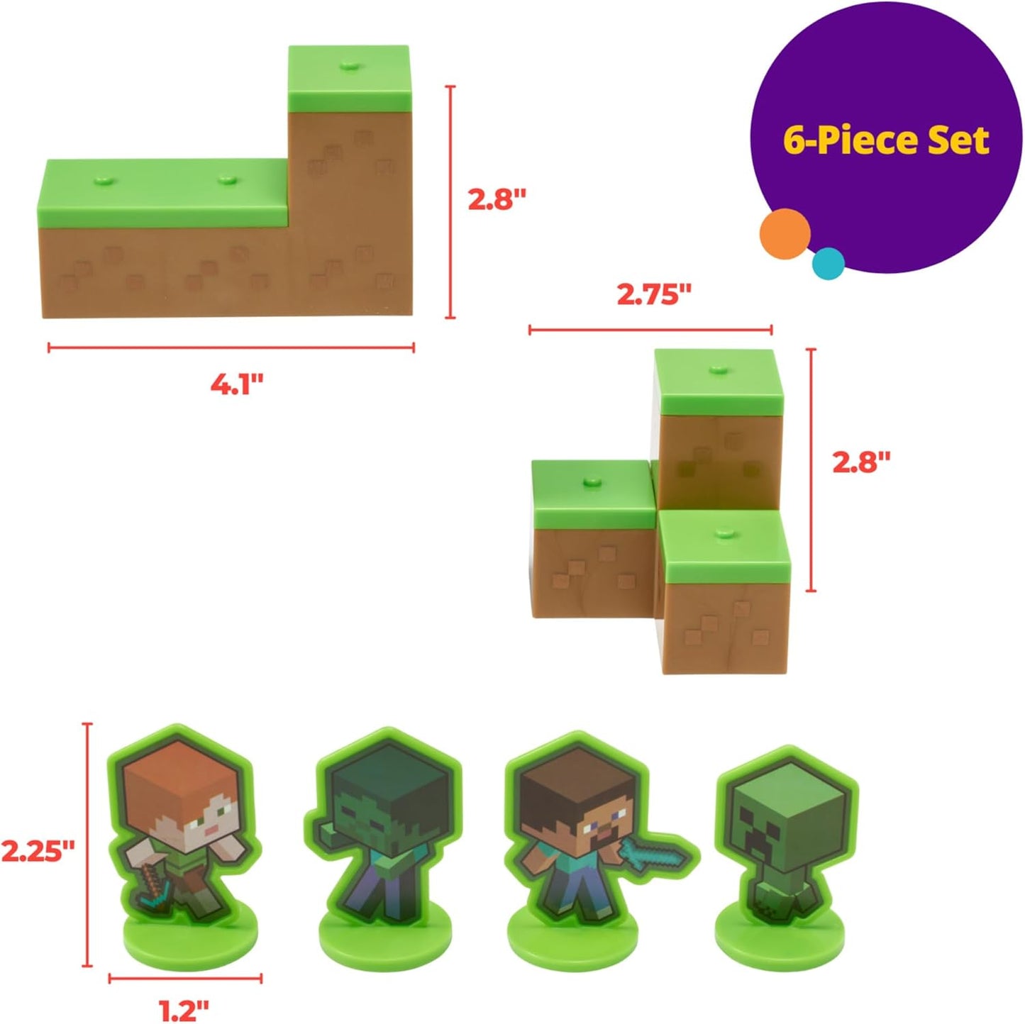 DecoPac Minecraft Lush Finds Rings, Cupcake Decorations Featuring Creeper, Alex, Steve and Axolotl! Multicolored 3D Food Safe Cake Toppers – 24 Pack