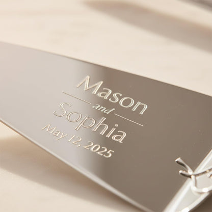 Lenox True Love Silver Personalized Wedding Cake Cutting Set, Engraved Wedding Cake Knife and Server, Wedding Cake Cutter