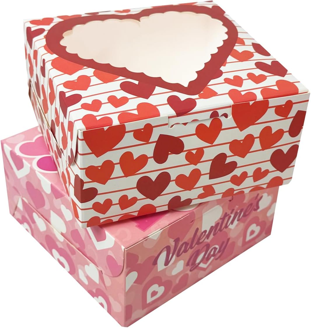 Bakepacker Brown 30-Packs Bakery Boxes with Window 6x6x3 inches Thick & Sturdy Macaroon Pastry Boxes Cookie Boxes for Bakerys