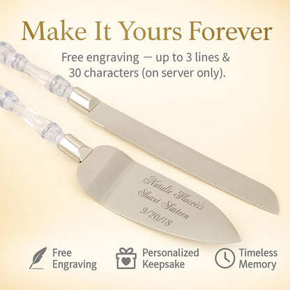 GIFTS INFINITY Personalized Wedding Cake Knife and Server Set with Engraving – Cake Cutting Utensil Set, Keepsake Gift for Wedding, Anniversary, Reception, Birthday & Other Occasions (CH-101WB)