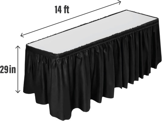 DecorRack Table Skirt, 29 in x 14 ft -BPA Free- Plastic Tableskirt, Disposable, Reusable, Rectangular Tablecloth Skirt, Red (1 Pack)