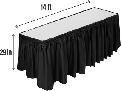 DecorRack 2 Pack Table Skirts, 29 in x 14 ft Each, Multi Pack -BPA Free- Plastic Tableskirt, Disposable, Reusable, Rectangular Tablecloth Skirt, White (2 Pack)