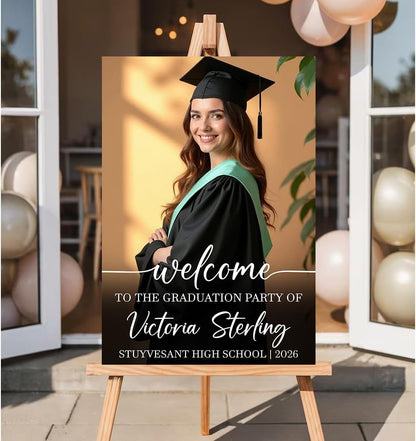 Graduation Party Welcome Sign, Custom Photo Grad Party Sign, Personalized High School & College University Grad Decoration #4