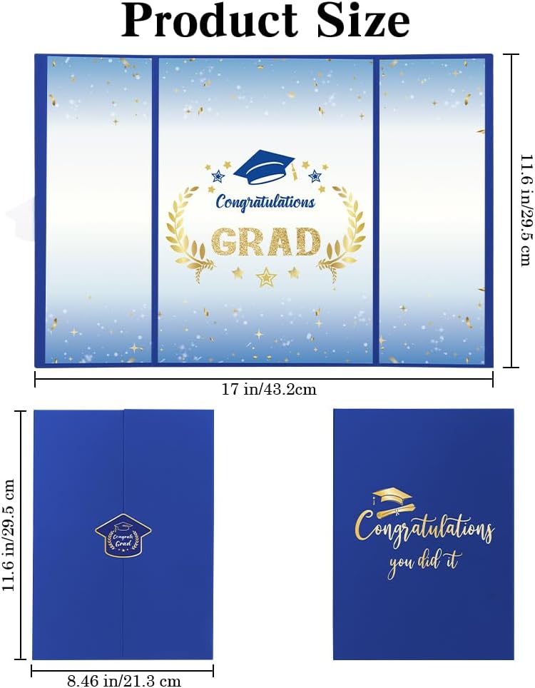 Graduation Guest Book Party Decorations-Blue Gold Graduation Guest Book Alternative Graduation Signature Congrats for 2026 College High School Graduation Party Decorations Unique Graduation Gifts