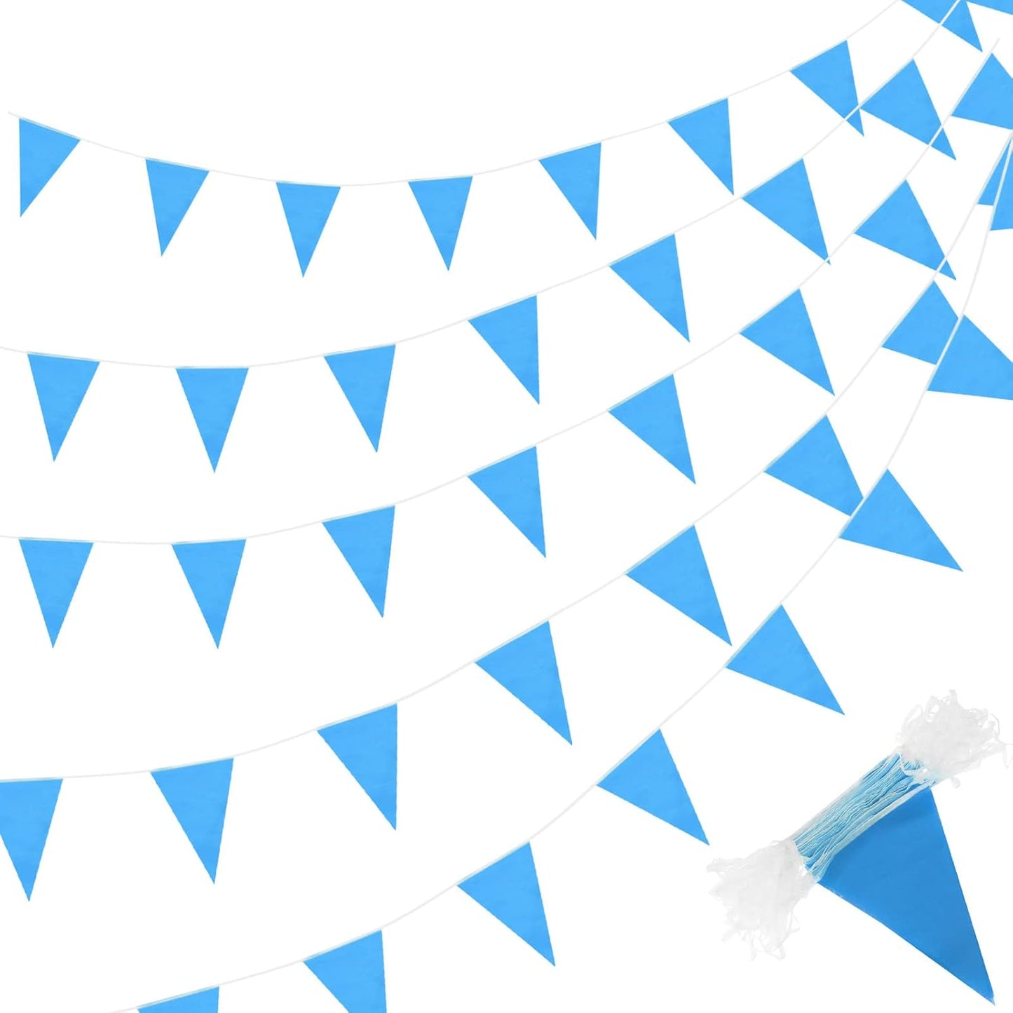 Tatuo 200 Feet Solid Pennant Banners Flags String Triangle Hanging DIY Bunting Flags Party Decorations for Grand Opening Party Banners for Kids Birthday, Shops (White)