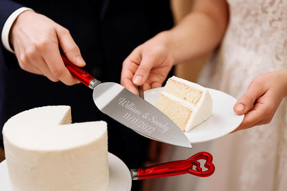 GIFTS INFINITY Personalized Wedding Cake Knife and Server Set with Engraving – Cake Cutting Utensil Set, Keepsake Gift for Wedding, Anniversary, Reception, Birthday & Other Occasions (CH-101WB)