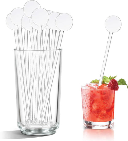 100 Pcs Cocktail Swizzle Sticks, 7 Inches Plastic Drink Stirrers Plastic Coffee Whiskey Beverage Stirrers (Clear)