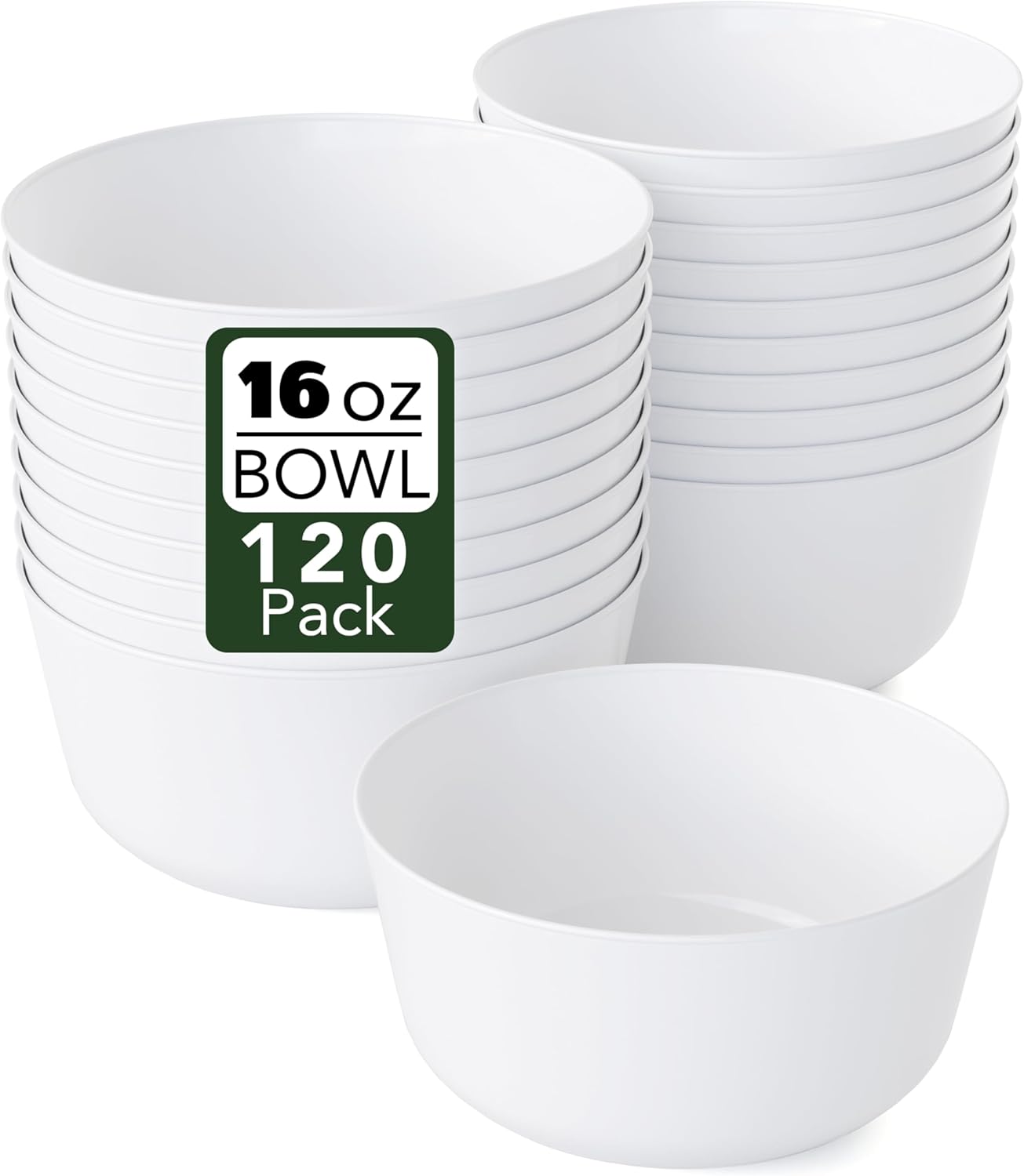 White Gold Rim Disposable Plastic Bowls - 16 Oz, 30 Count - Large, Heavy Duty - Perfect for Weddings & Parties