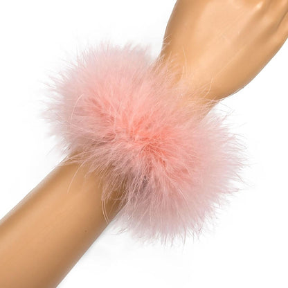 2Pcs Feather Wristbands, 9.65inch Soft Feather Wrist Slap Bracelet Cuffs, Snap Ring, Circle Slap Wrist Decoration Cuffs for Party Decoration