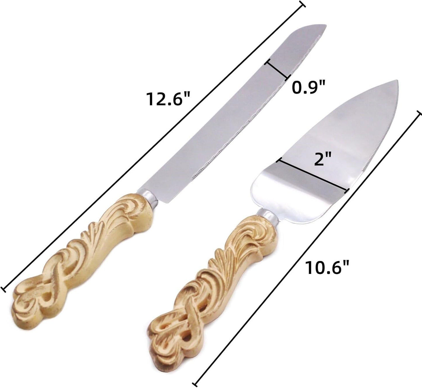 Wedding Cake Knife and Server Set - Vintage Design Stainless Steel Cake Cutter Set - Gifts for Wedding Anniversary Party Celebration