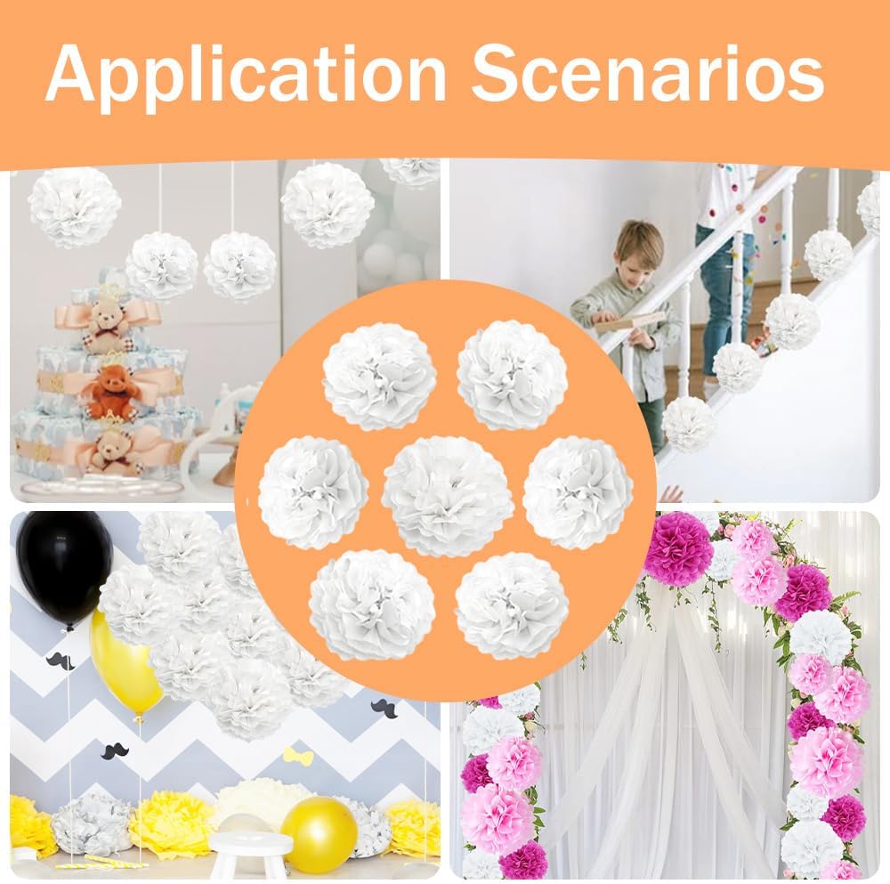 Yosawa 12 Pcs Tissue Paper Pom Poms Flowers,10''12''Paper Flower Party Decorations for Wedding Birthday Baby Shower Baby Girl Room Nursery Decoration（Sky Blue/ZH）