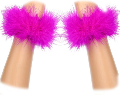 2Pcs Feather Wristbands, 9.65inch Soft Feather Wrist Slap Bracelet Cuffs, Snap Ring, Circle Slap Wrist Decoration Cuffs for Party Decoration