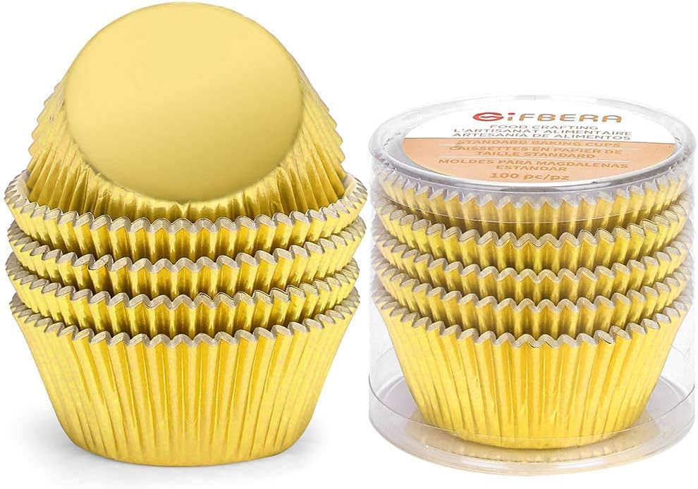 Gifbera Standard Pink Foil Cupcake Liners Wrappers Baking Cups for Baking 100 Count, Pink