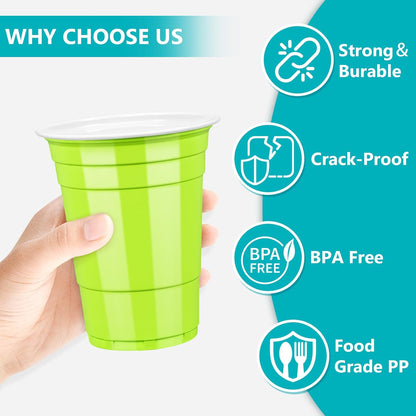 LANLISA 50 Gold Plastic Cups, 16 oz Disposable Cups, Drinking Cups For Birthday Party Supplies, Graduation, Thanksgiving Decorations, Harvest, Fall, New Years