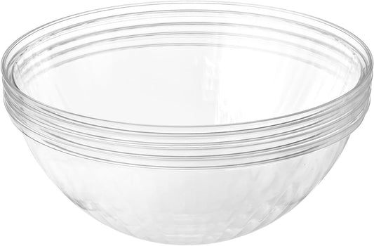 Prestee 12 Pack Clear Plastic Serving Bowls - 53 Oz Round Reusable and Disposable Bowls for Parties and Events - Sturdy and Durable Plastic Bowl for Serving Food, Salads, Snacks, Chips, and Candies