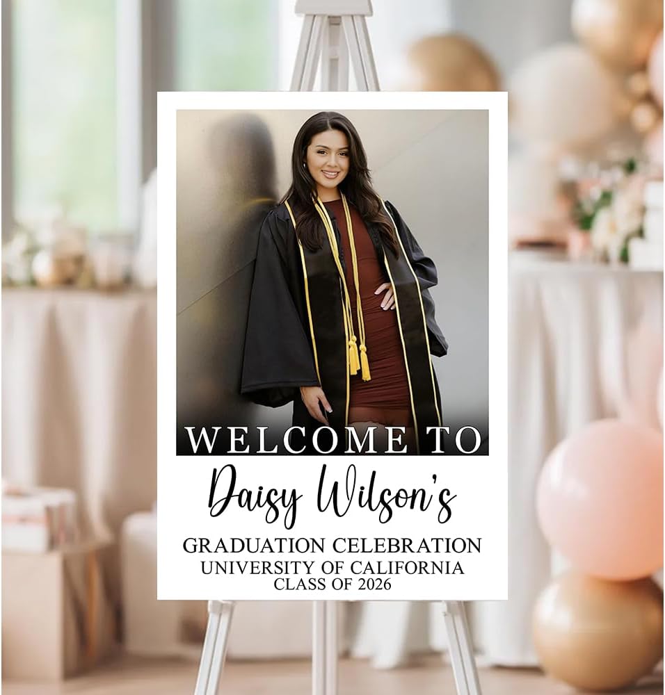 Graduation Party Welcome Sign, Custom Photo Grad Party Sign, Personalized High School & College University Grad Decoration #4