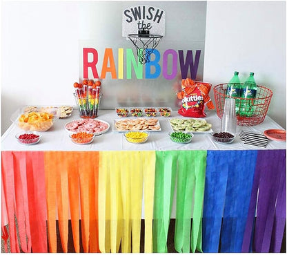 Streamers Paper 433ft Long 1.77in Wide Crepe Paper Streamers, Tassels Paper for Party Decorations Wedding,Festival (Rainbow Streamers 6 Packs)