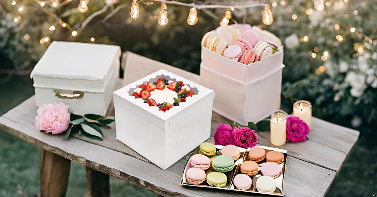 10pcs Cake Boxes 12 Inch, 12x12x8in White Bakery Boxes with Window,10in 12in Cake Boxes, Large Baking Boxes,Disposable Cake Containers with Lids