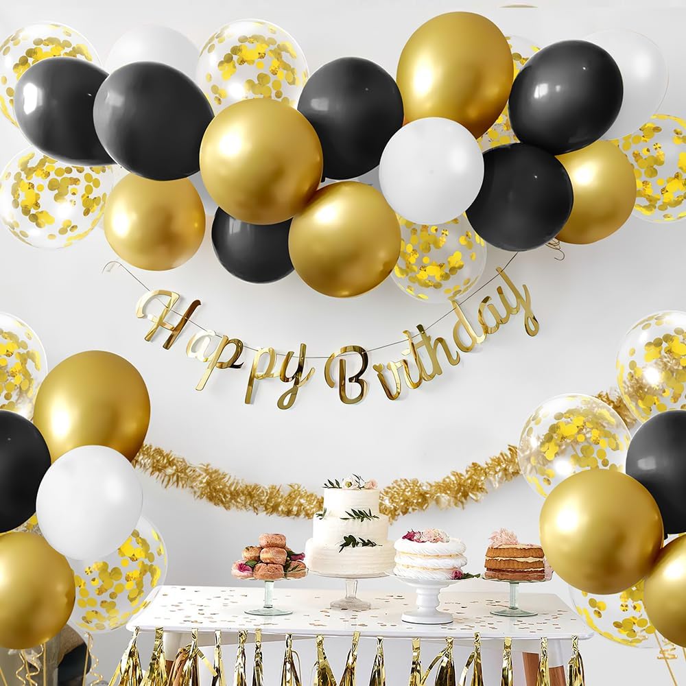 Gold Confetti Balloons, 50 Pcs 12 Inch, Glitter Gold Confetti Party Balloons, Party Decorations, Birthday Wedding Baby Shower Party Balloons Decorations