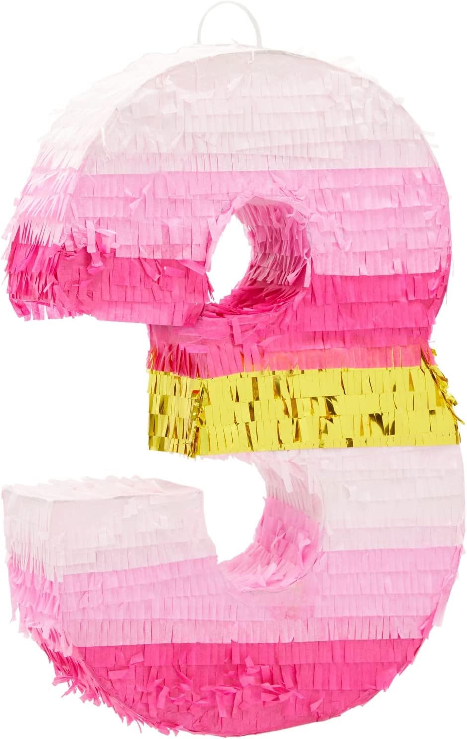 Number 5 Pinata, Pink and Gold Foil for Girls 5th Birthday Party Decorations (Small, 16.5 x 11.6 x 3 In)