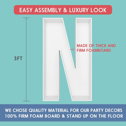 JW Passion - Premium Quality Made 3FT Tall Mosaic Balloon Frame Big Marquee Light Up Letters DIY Kit for Birthday Party Wedding Backdrop Decor Letter A Pre-Cut Foam Board
