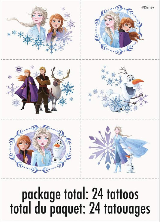 Disney Frozen 2 Tattoos (Pack of 24) - Exclusive Pattern Collection - Colorful & Transferable, Perfect for the Next Party Magical Adventure