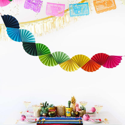 Paper Fan Garland - Paper Fan Garland Party Decorations - Perfect for Birthday Parties, Holiday Decorations, Family Gatherings, Weddings and More (Red)