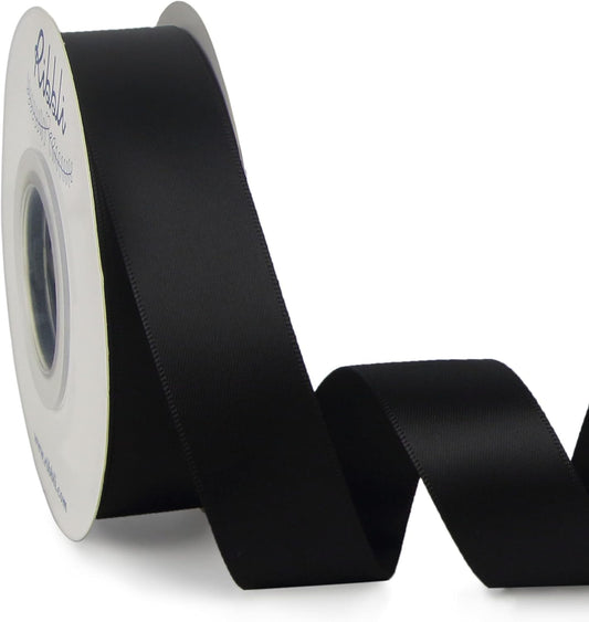 Ribbli Double Faced White Satin Ribbon,3/8” x Continuous 25 Yards,Fabric Ribbon use for Bows Bouquet,Gift Wrapping,Floral Arrangement