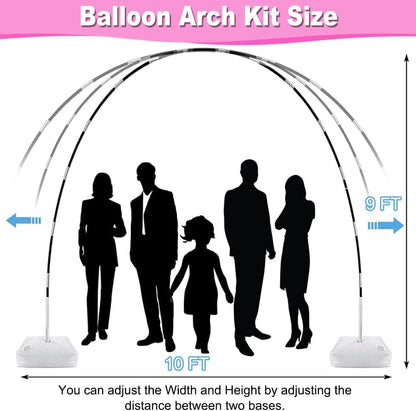 Balloon Arch Kit and Balloon Pump, 9Ft Tall & 10Ft Wide Adjustable Balloon Arch Stand Kit with Electric Pump, Balloons and Accessories for Birthday, Wedding, Graduation Party Decoration