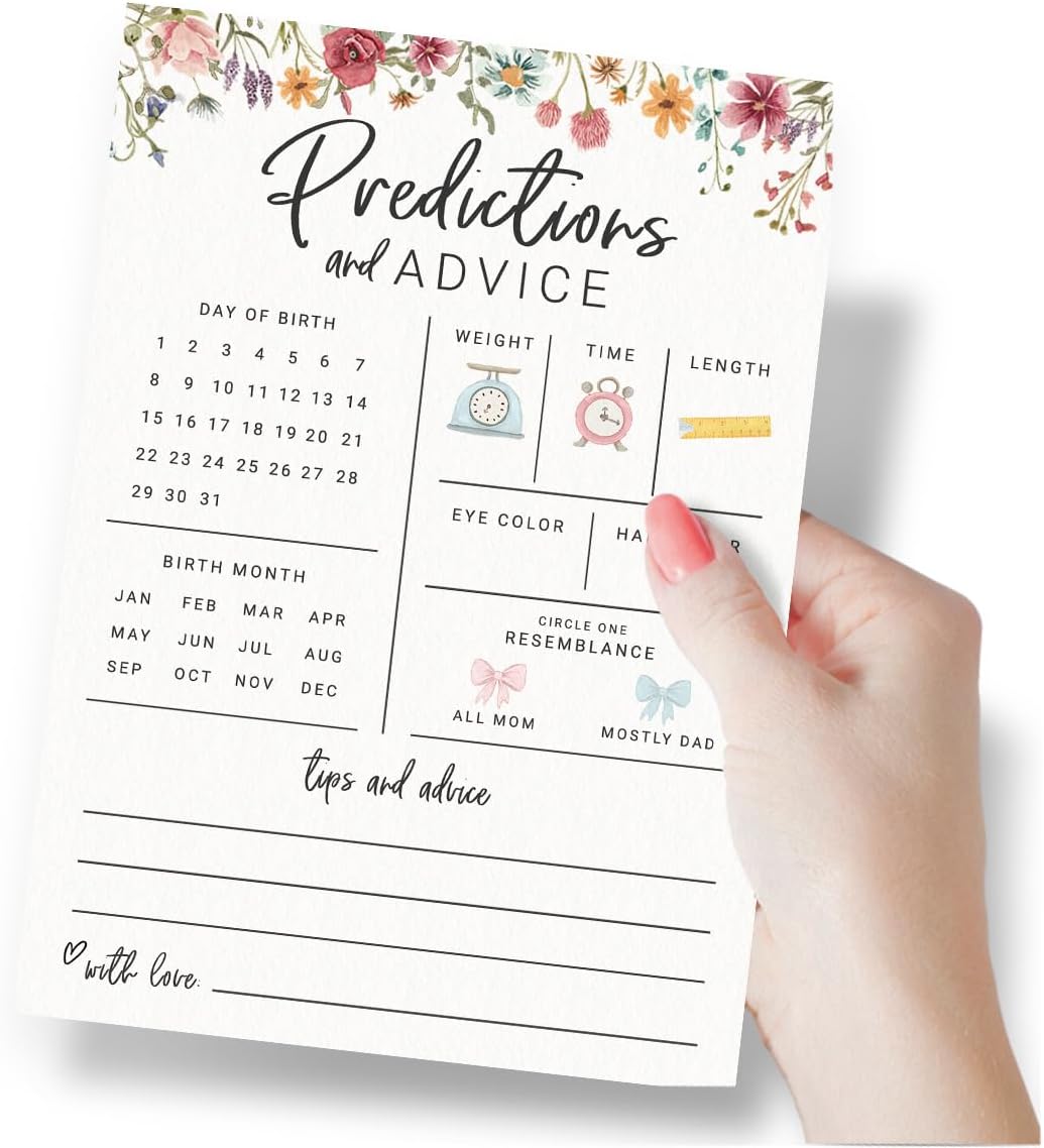 Printed Party Baby Shower Games for Girl – 4 Games and Activities for 30 Guests, Includes Bingo, Price is Right, Mommy or Daddy Trivia, and Storybook Title Guessing, Wildflower Baby in Bloom Design