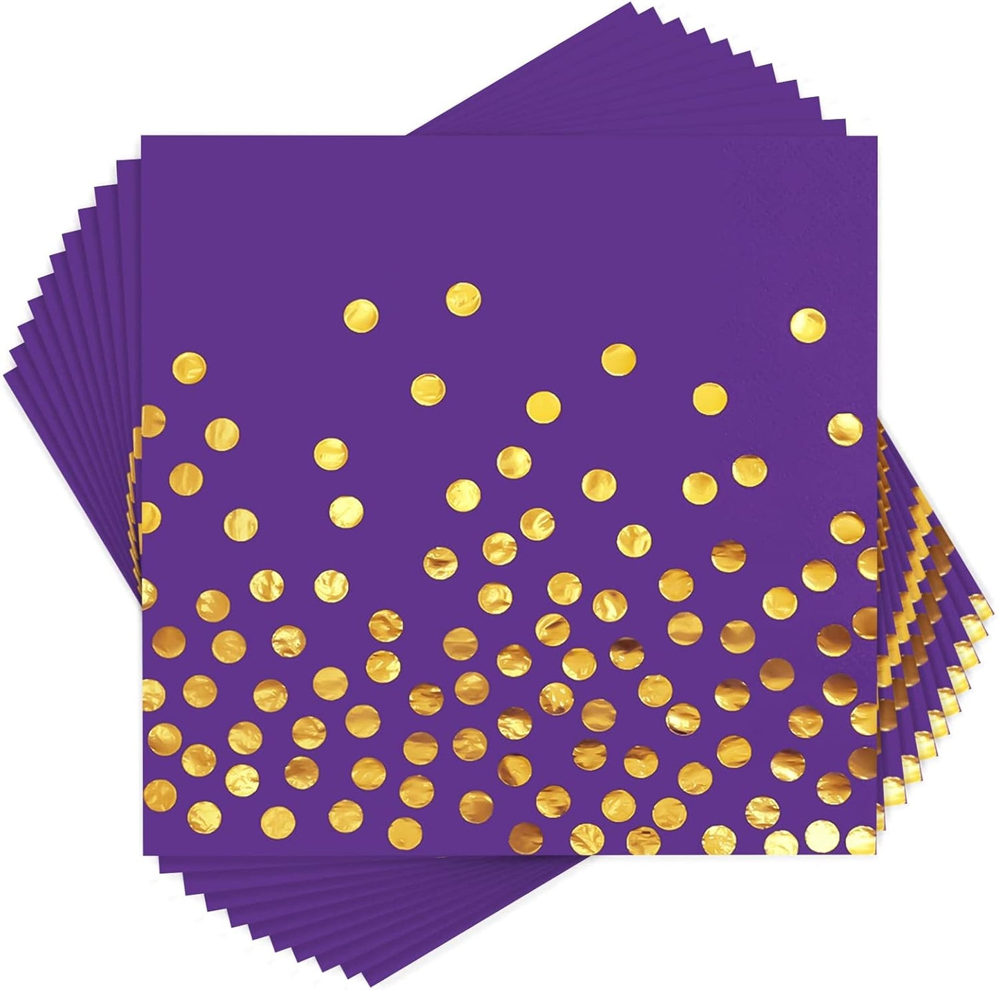 100PCS Blue Party Napkins Gold Dot Cocktail Paper Napkins Beverage Napkin for Birthday Wedding Dinner Disposable Supplies