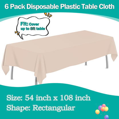 tujol Royal Blue 6 Pack Plastic Table Cloth 54" x 108", Disposable Tablecloths Rectangle Table Cover, Plastic Tablecloths for Parties