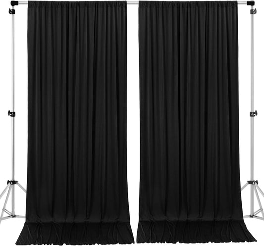 AK TRADING CO. 10 feet x 10 feet IFR Polyester Backdrop Drapes Curtains Panels with Rod Pockets - Wedding Ceremony Party Home Window Decorations - Black - Colors B