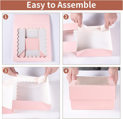 24 pcs12x12x3 Inch Bakery Boxes with Window, White 12 inch Cake Pastry large Pie Cookie Box for Dessert,strawberry,Chocolates Boxes