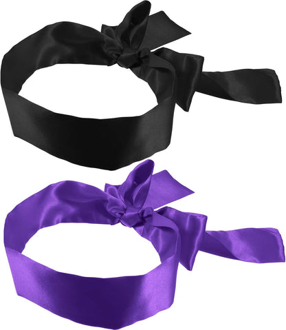 Hestya 2 Pack Sleeping Mask Satin Eye Mask (Black Red) Blindfold, 150 cm