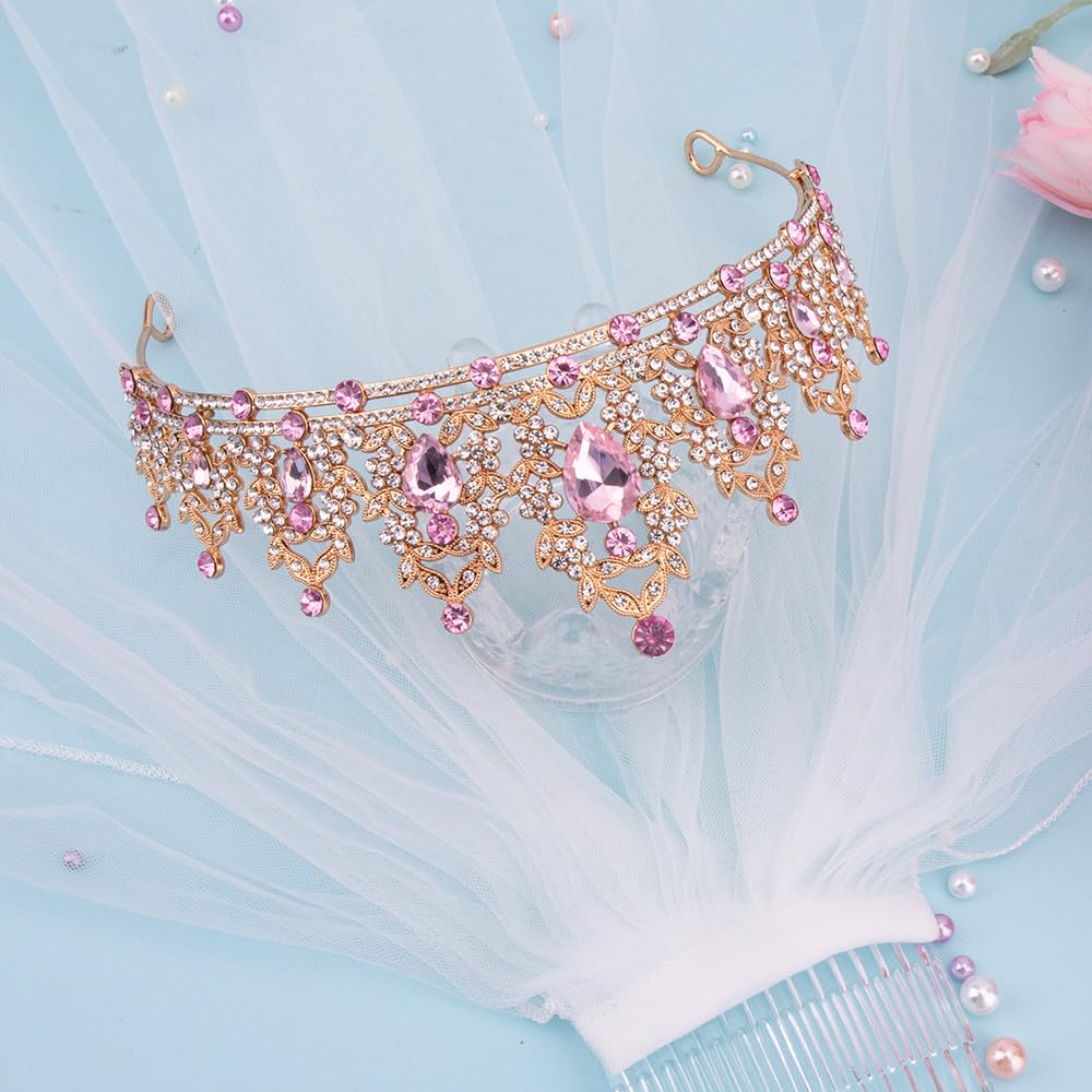 Silver Birthday Crown Headband with Sash for Women - Rhinestone Tiara for Birthday Parties