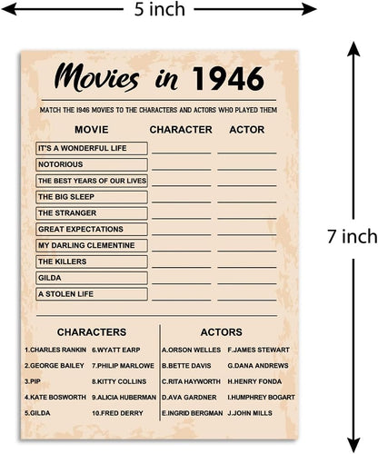 QUPT 40th Birthday Party Games, Movies in 1986 Games, Birthday Party Supplies for Adults, Fun 1986s Party Game，Pack of 30 Cards