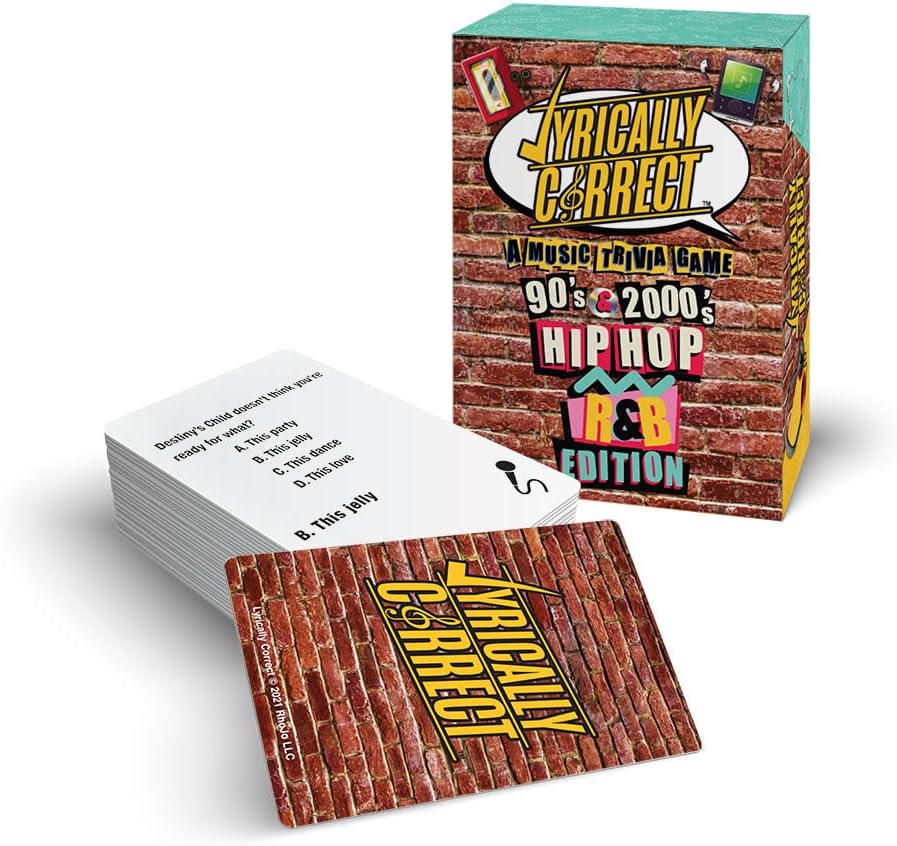 Lyrically Correct '90s & 2000s Music Trivia Card Game - Hip Hop and R&B Edition - Finish the Lyrics Challenge, Fun for Adults, Party or Family Night
