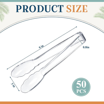 Tessco for you 25 Pcs Plastic Tongs for Serving Bulk, 9 Inch Plastic Disposable Serving Tongs, Heavy Duty Salad Tong for Kitchen, Buffet, BBQ, Events & Catering (White)