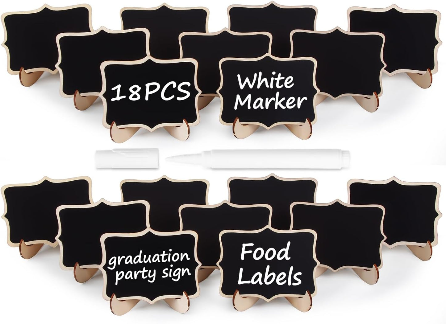 Herda 18PCS Mini Chalkboard Signs with Easel Stand,Food Labels for Party Buffet for Graduation Decor/Wedding Signs,Catering Supplies Buffet Display/Party Supplies/Place Cards,Reserved Table Numbers