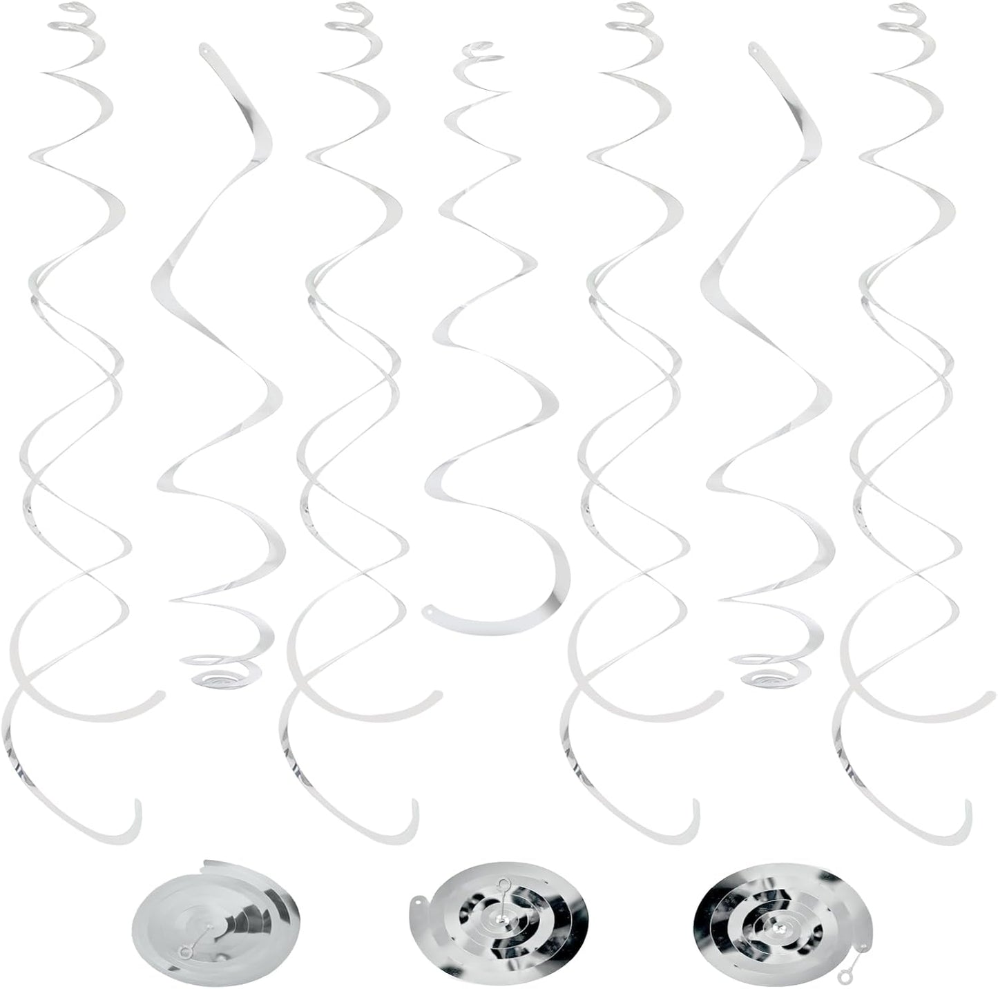 24 PCS Pink Hanging Swirl, Sparkle Ceiling Hanging Decorations, Plastic Streamer Party Decorations with Double-Swirls and Single-Swirls for Birthday Decorations, Easter, Graduation, Baby Shower